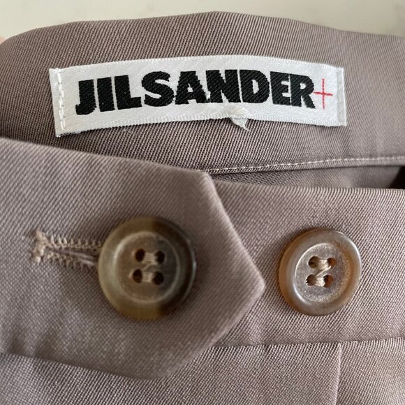 Jil Sander Pur New Wool Hi Rise Pants w Cuff Zip Detail Neutral Taupe Sz 34 - Picture 9 of 12
